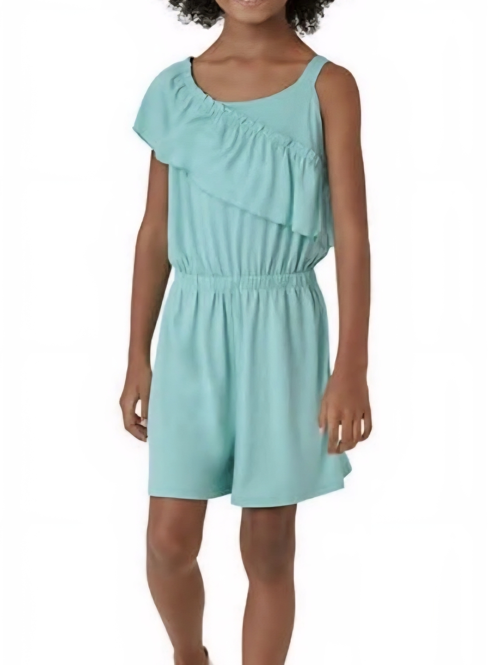 BCBGirls Aqua One-Shoulder Romper & Pastel Floral Dress Set
